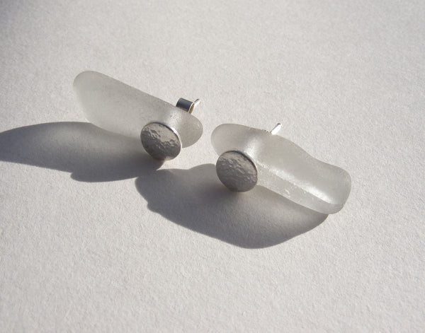 Sea Foam Sea Glass Icicle Stud Earrings