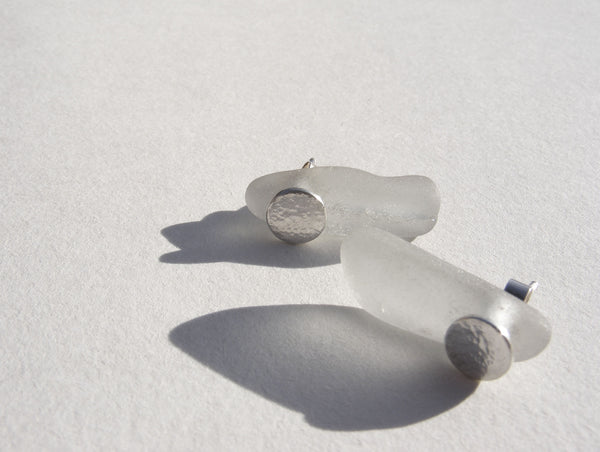 Sea Foam Sea Glass Icicle Stud Earrings