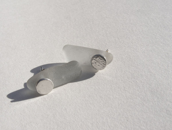 Sea Foam Sea Glass Icicle Stud Earrings