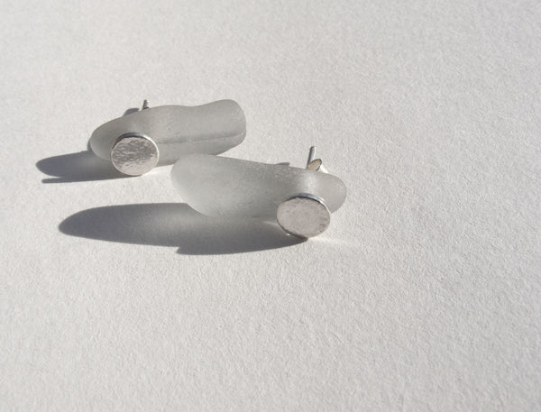 Sea Foam Sea Glass Icicle Stud Earrings
