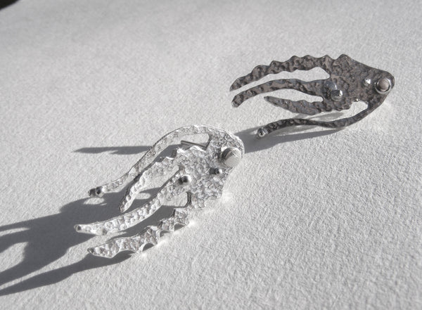 Ocean Flow stud seaweed Interchangable earrings silver