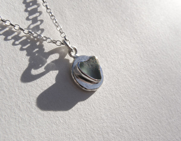 Sea Foam sea glass heart pendant