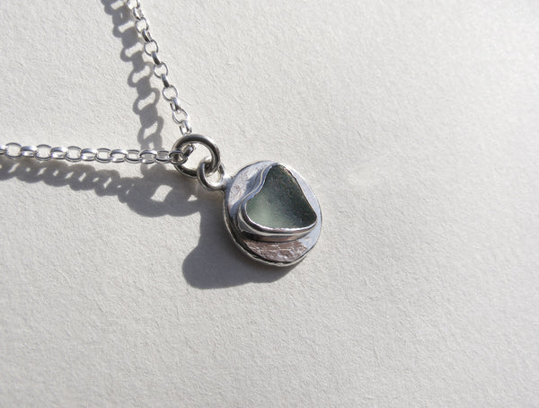 Sea Foam sea glass heart pendant