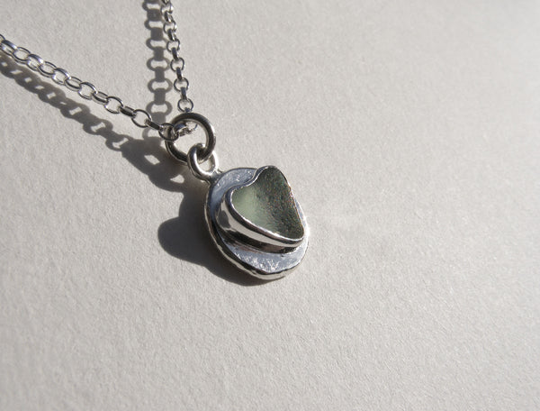Sea Foam sea glass heart pendant