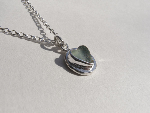 Sea Foam sea glass heart pendant