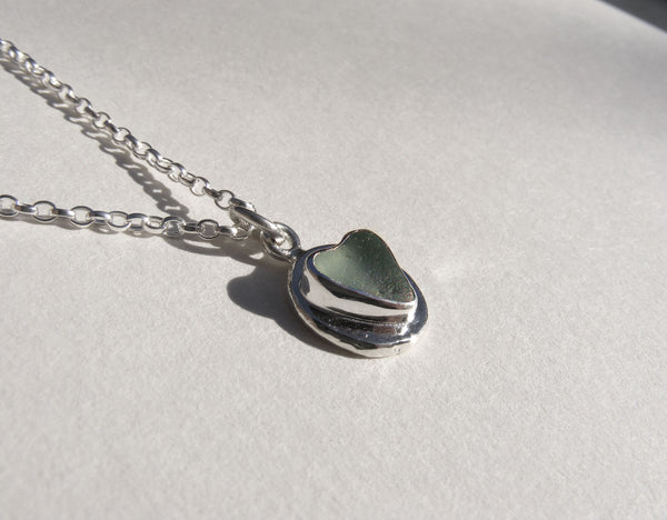 Sea Foam sea glass heart pendant