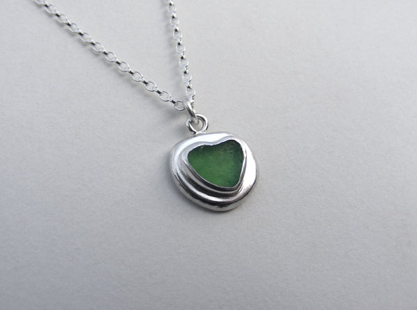 Sprite Green sea glass heart pendant