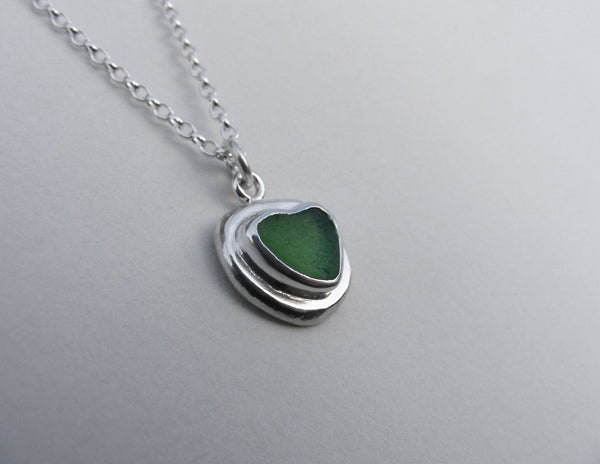 Sprite Green sea glass heart pendant
