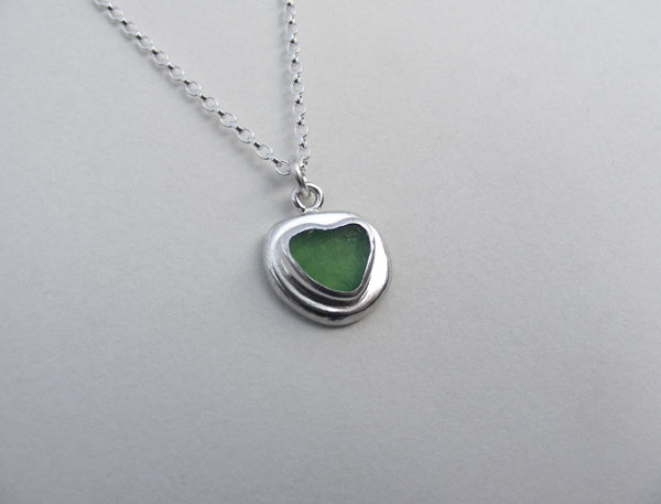 Sprite Green sea glass heart pendant