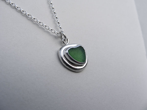 Sprite Green sea glass heart pendant