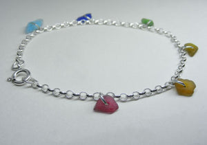 Rare sea glass multi rainbow bracelet