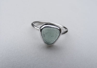 Green Sea foam sea glass ring