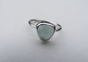 Green Sea foam sea glass ring