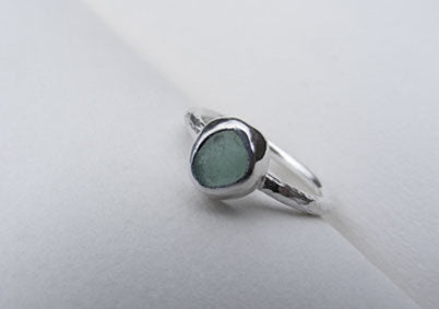 Green Sea foam sea glass ring