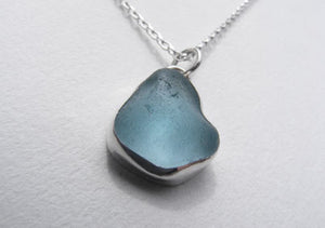 Light Blue Sea Glass Silver pendant