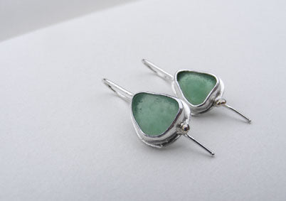 Mint Green sea glass earrings