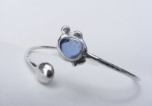 Cornflower blue sea glass Ocean Water splash cuff bracelet