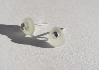 Sea Foam sea glass studs earrings