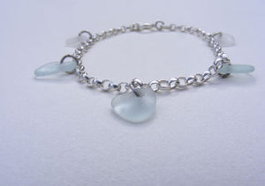 Sea foam sea glass belcher chain link bracelet