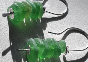 Shimmer stack drop earrings green