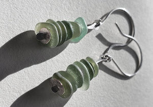 Shimmer stack drop earrings olive green