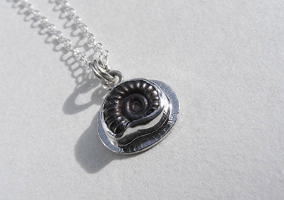 Silver set Ammonite pendant