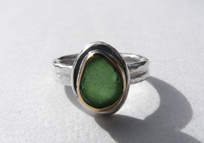 Sprite Green sea glass ring
