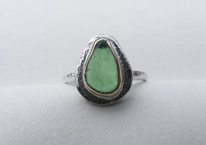 Sprite Green sea glass tear drop ring