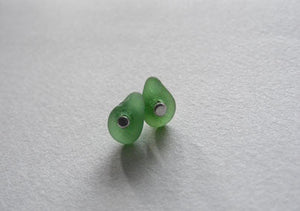 Sprite green sea glass silver stud earrings