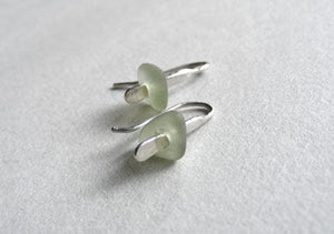 light green sea glass droplet earrings