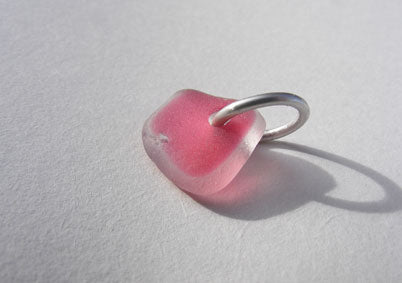 Pink and white sea glass pendant