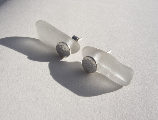 Sea Foam Sea Glass Icicle Stud Earrings