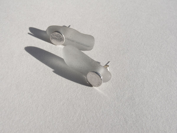Sea Foam Sea Glass Icicle Stud Earrings