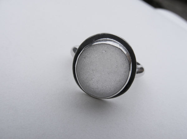 Devon Shoreline Sea Mist Collection Coryton Cove Sea Foam sea glass ring Q