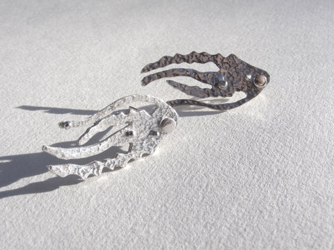 Ocean Flow stud seaweed Interchangable earrings silver