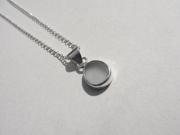 Sea Foam sea glass pendant with 18" silver Belcher chain