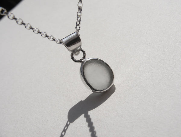 Sea Foam sea glass pendant with 18" silver Belcher chain
