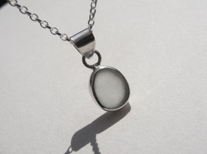 Sea Foam sea glass pendant with 18" silver Belcher chain