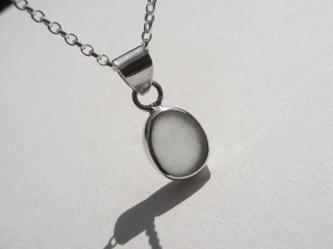 Sea Foam sea glass pendant with 18" silver Belcher chain