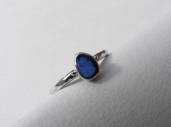 Bristol Blue sea glass treasure ring SIZE N