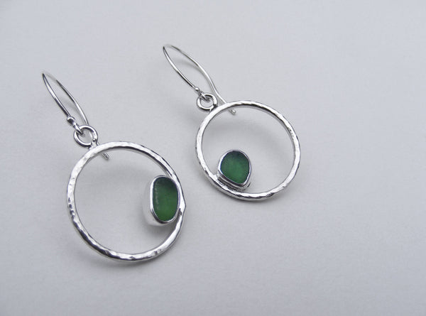 Emerald Shores Devon Sprite green sea glass drop earrings