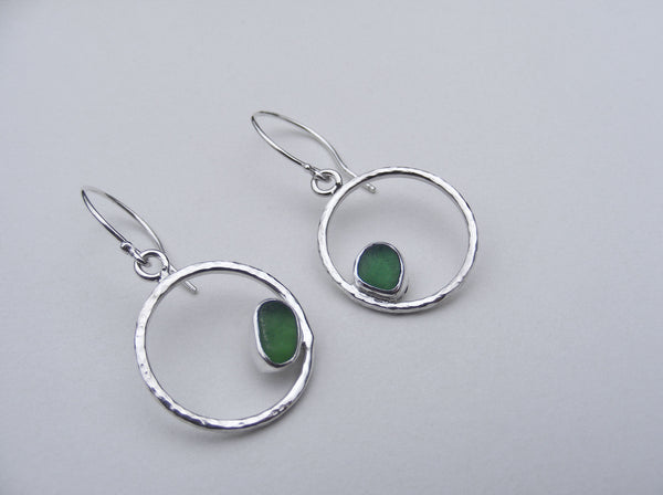 Emerald Shores Devon Sprite green sea glass drop earrings