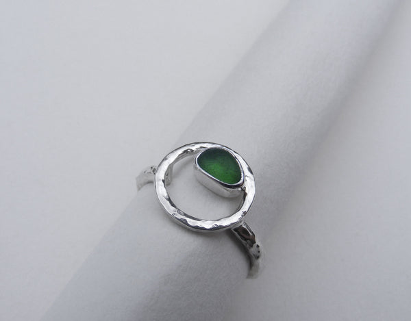 Emerald Shores Devon Sprite green sea glass Ring Q