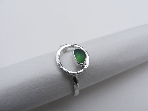 Emerald Shores Devon Sprite green sea glass Ring Q