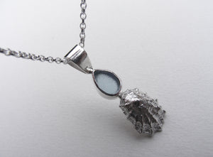 Light Blue St Martin's sea glass and Crackington Haven mini limpet pendant