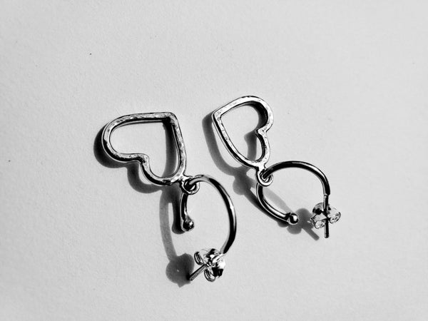 Signature silver heart hoop earrings
