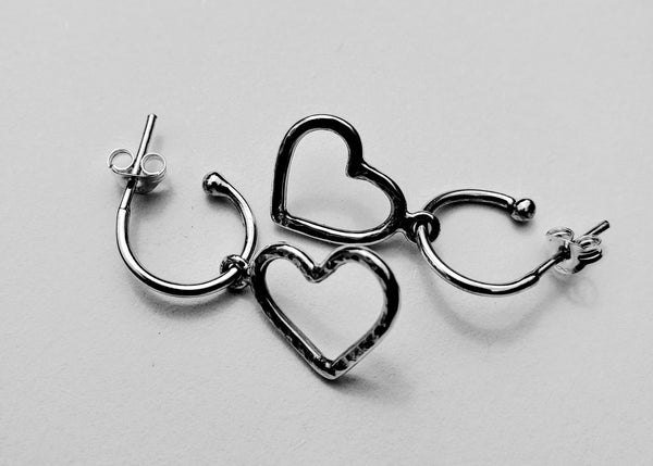 Signature silver heart hoop earrings