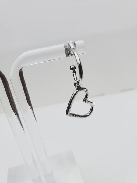 Signature silver heart hoop earrings