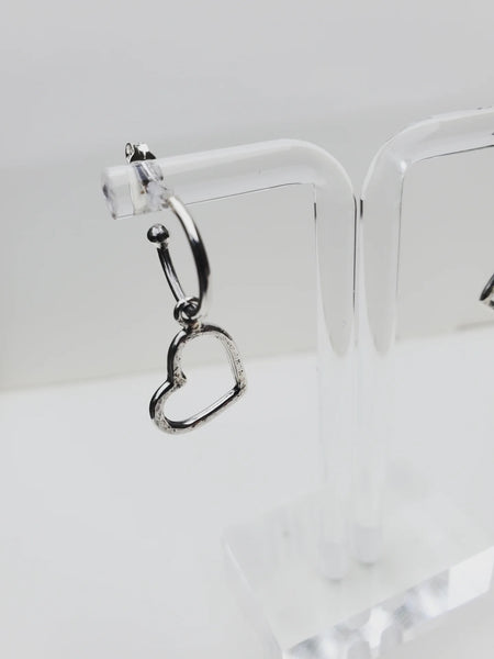 Signature silver heart hoop earrings