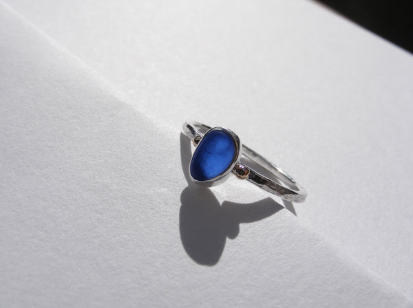 Bristol Blue sea glass treasure ring SIZE L